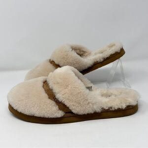 UGG Women’s Dalla Sheepskin Suede Slide Slippers Natural Cream Size 9